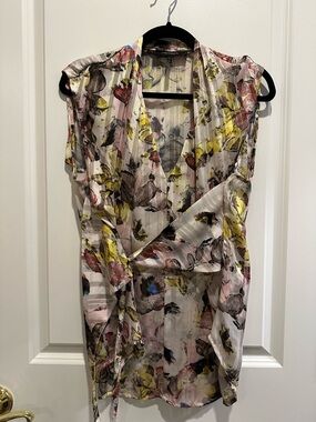 Robert Rodriguez Floral Print Blouse in Black, Cream, Yellow